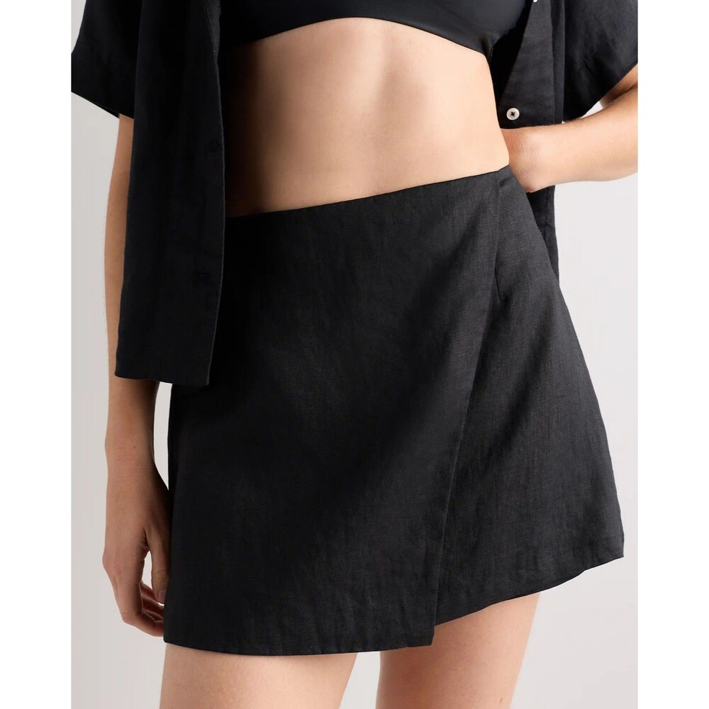 Quince NWT Linen Skort Size 10 Black Skort Minimalist Preppy Coastal Casual Mod